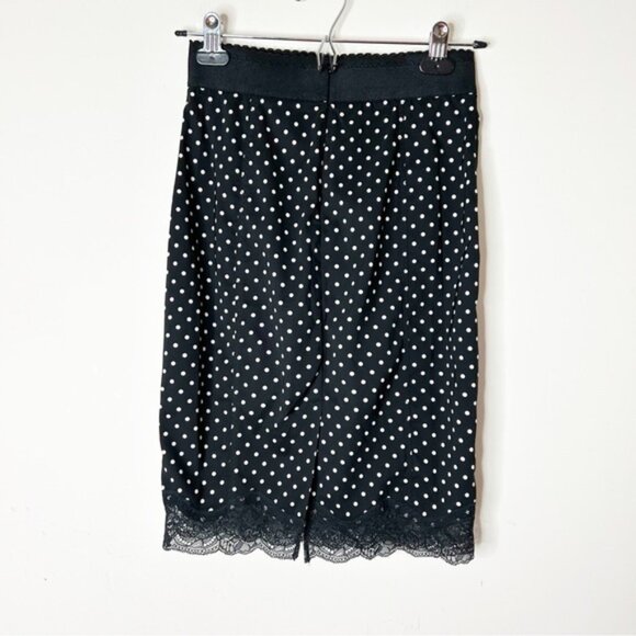 Victoria's Secret Polka Dot Mini Pencil Skirt High Rise Waist Lace trim Black 0 - Picture 8 of 14